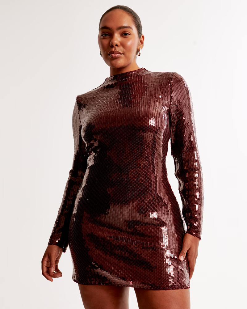 The A&F Paloma Long-Sleeve Sequin Mini Dress | Abercrombie & Fitch (US)