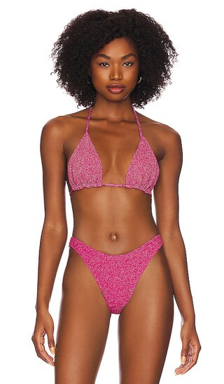 Sparkle Tiny Ties Bikini Top in Hawaiian Pink | Revolve Clothing (Global)