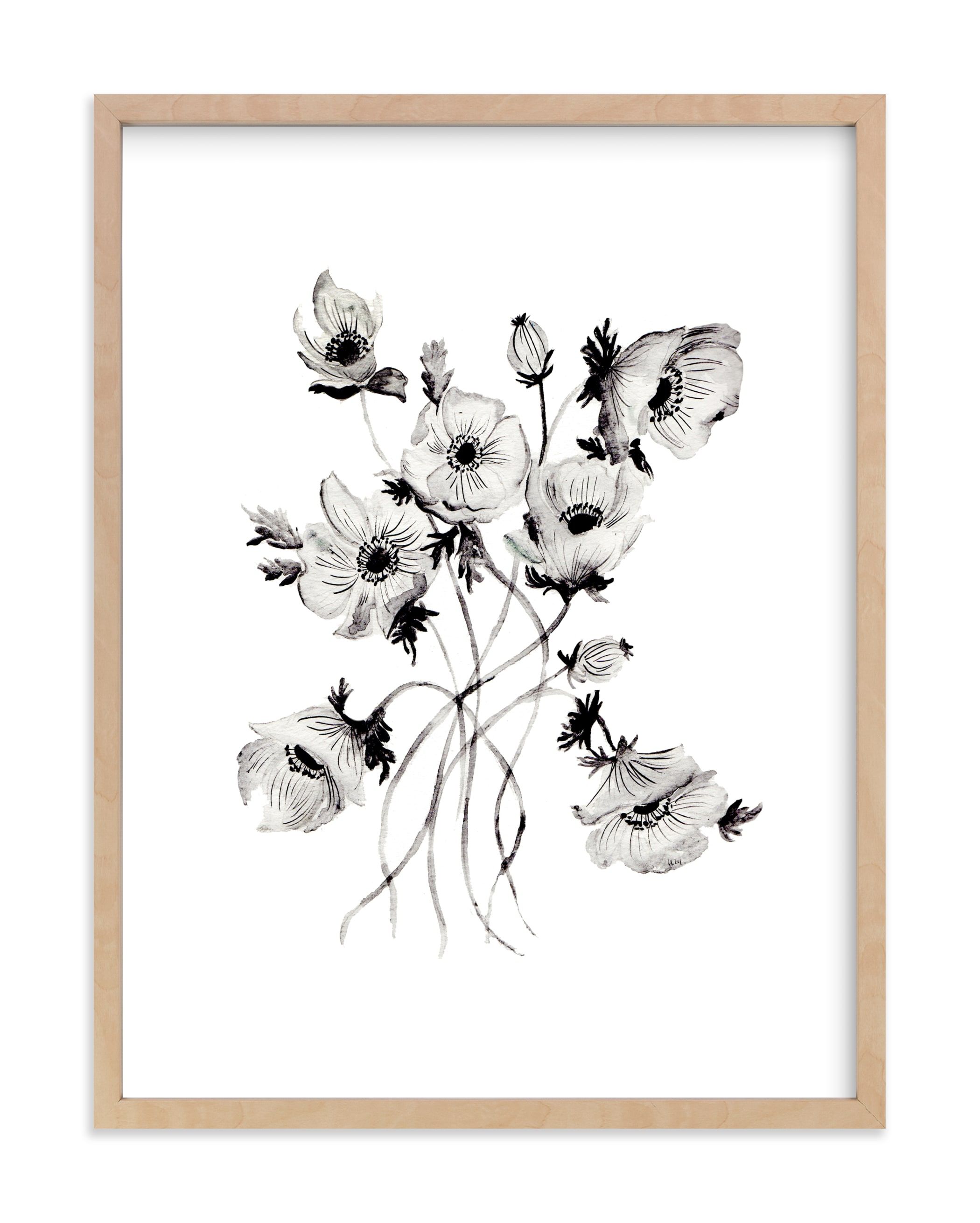 Greyscale Poppies | Minted