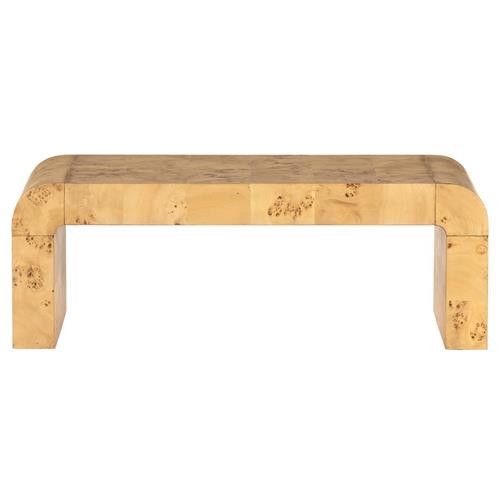 Cynthia Rustic Lodge Natural Burl Wood Curved Rectangular Coffee Table | Kathy Kuo Home