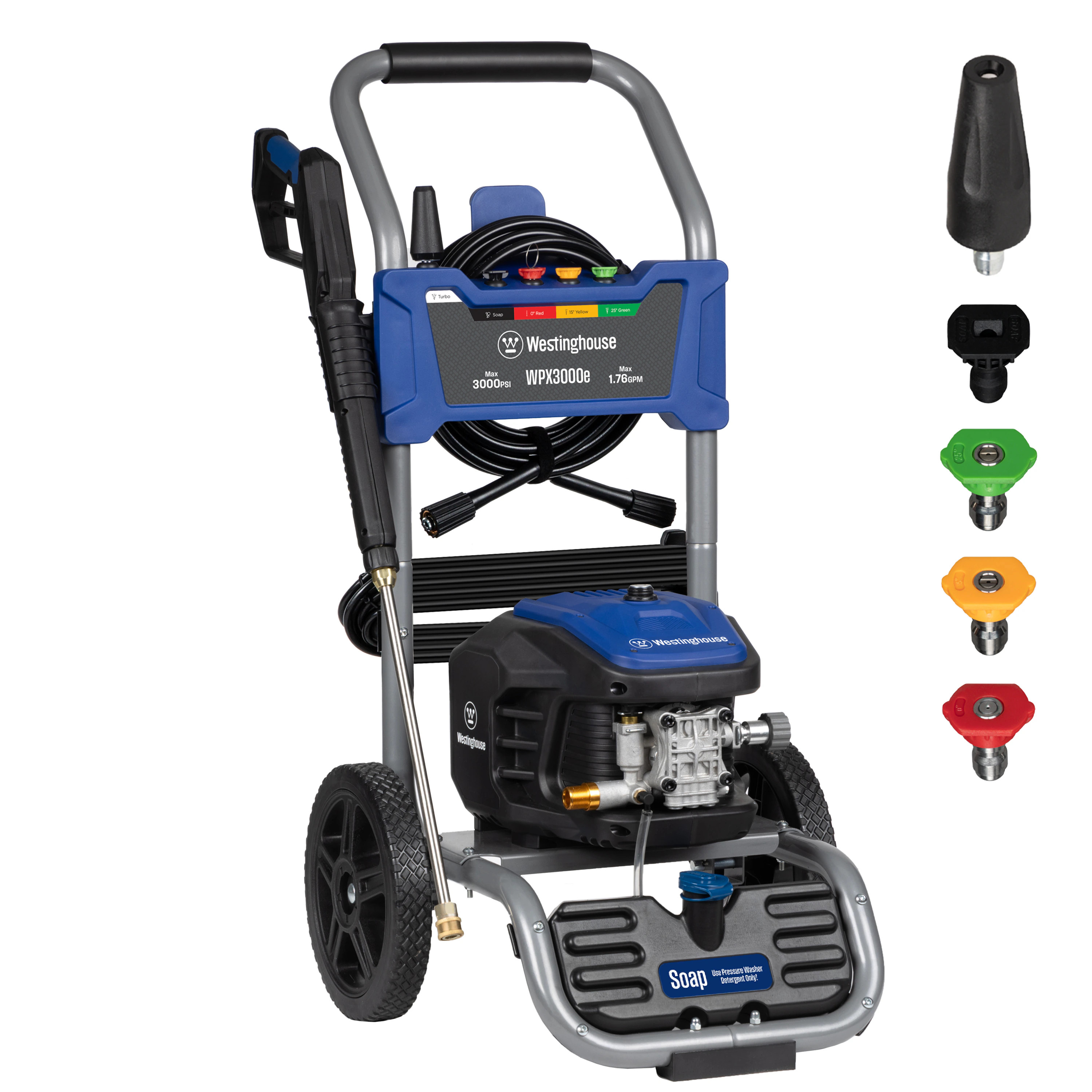 Westinghouse Max 3000-PSI 1.76-GPM Cold Water Electric Pressure washer with 5 Spray Tips one_size in Blue | WPX3000E | Lowe's