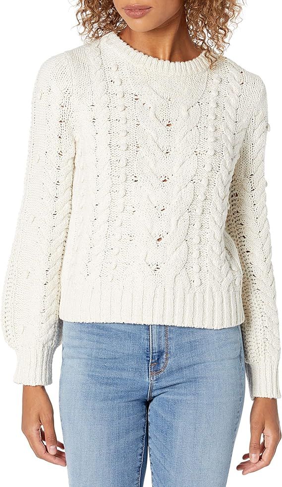 Amazon Brand - Goodthreads Women's Marled Popcorn Stitch Long Sleeve Cropped Crewneck Sweater | Amazon (US)