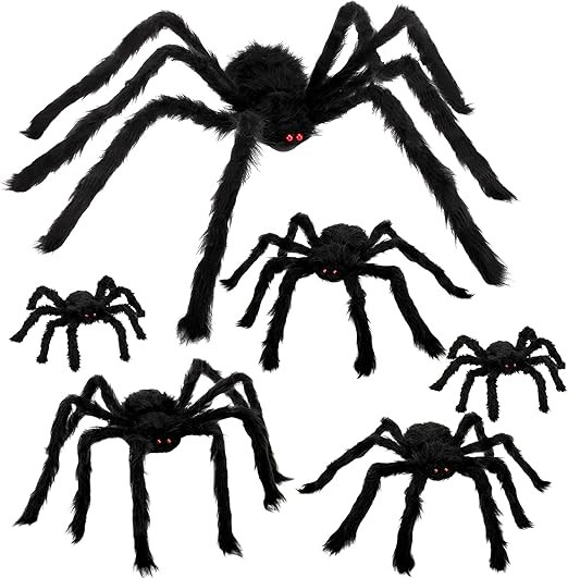 Colovis 6 Pcs Halloween Spider Decorations, Realistic Large Scary Spider Decoration for Home Gian... | Amazon (US)