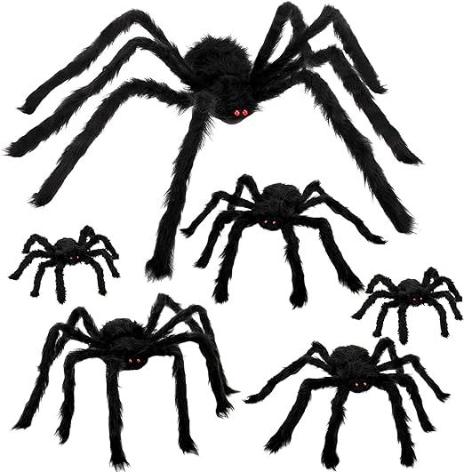 Colovis 6 Pcs Halloween Spider Decorations, Realistic Large Scary Spider Decoration for Home Gian... | Amazon (US)