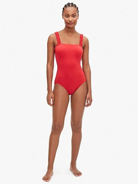 cabana mini french ruffle square-neck one-piece | Kate Spade (US)