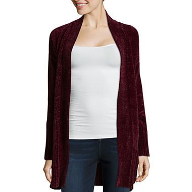 Arizona Long Sleeve Chenille Cardigan-Juniors - JCPenney | JCPenney