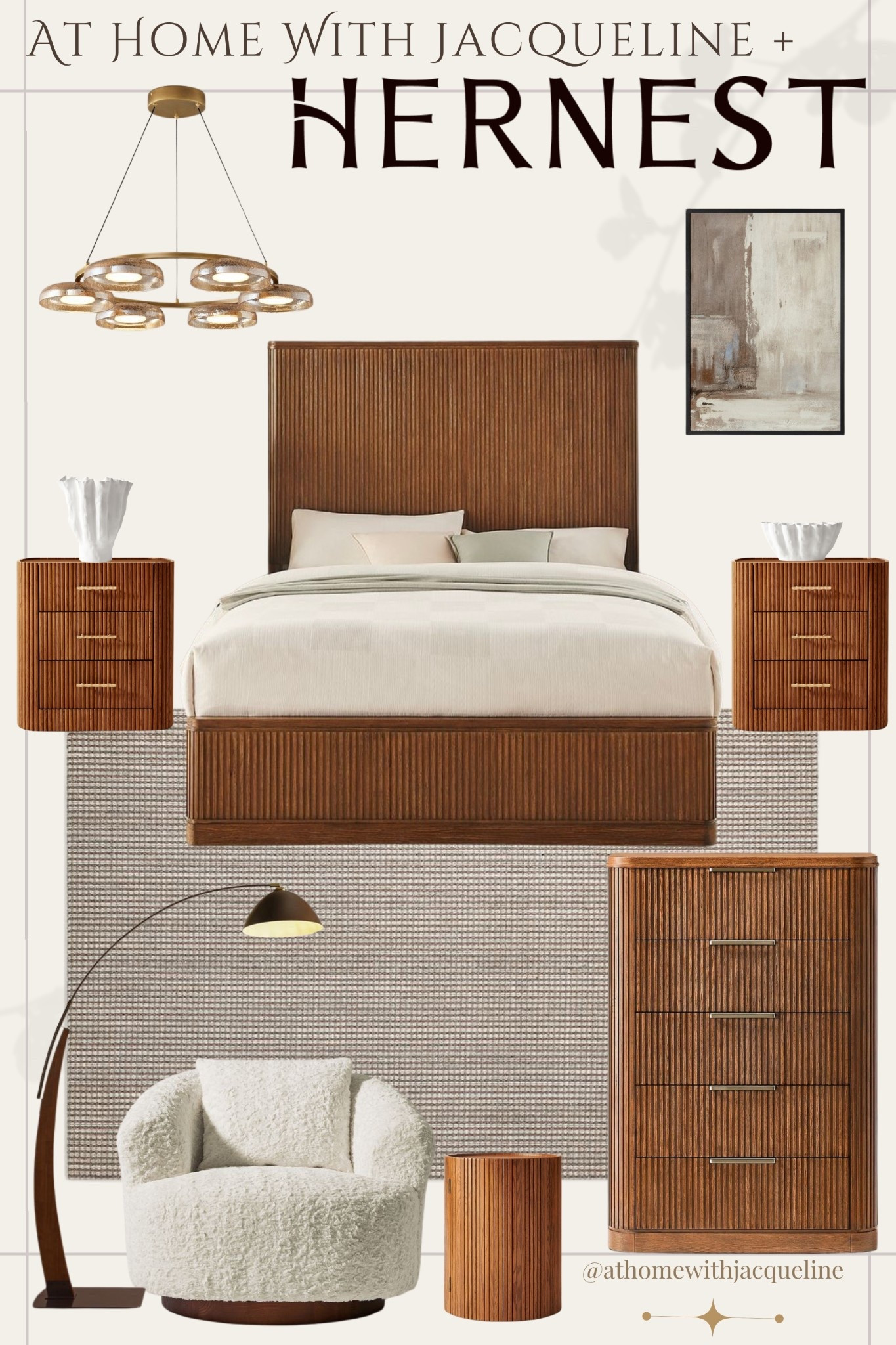 Soft woods, fluted details, and clean modern lines — this HERNEST bedroom design is everything I love wrapped into one warm, cozy sanctuary. Every piece feels intentional, timeless, and elevated… the kind of furniture that completely transforms a room.

I pulled together my favorite HERNEST staples to create this look: the statement bed frame, matching nightstands, chest, textured rug, and the coziest accent chair to complete the corner. If you’re building a neutral, modern-organic bedroom with rich wood tones, these pieces are perfection.

Use code JACQUELINE20 for 20% off sitewide at hernest.com.
A space this beautiful starts with pieces that last. ✨

#HERNEST #WoodTonedDecor #ModernOrganic #NeutralInteriors #HomeInspo #FurnitureEdit #CasaChic #BedroomDesign

#LTKGiftGuide #LTKCyberWeek #LTKHome