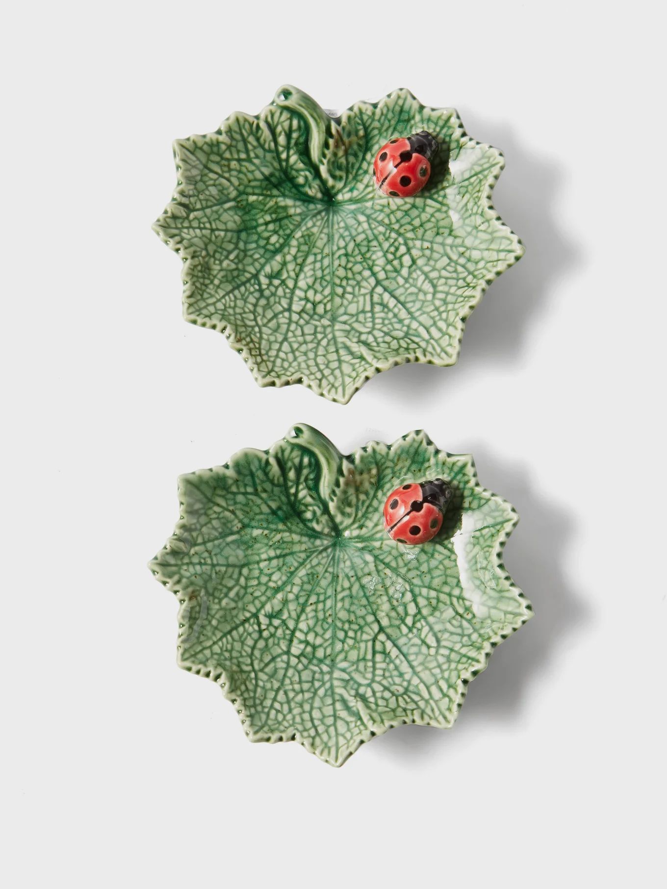 Set of two Ragwort leaf and ladybug plates | Bordallo Pinheiro | Matches (US)