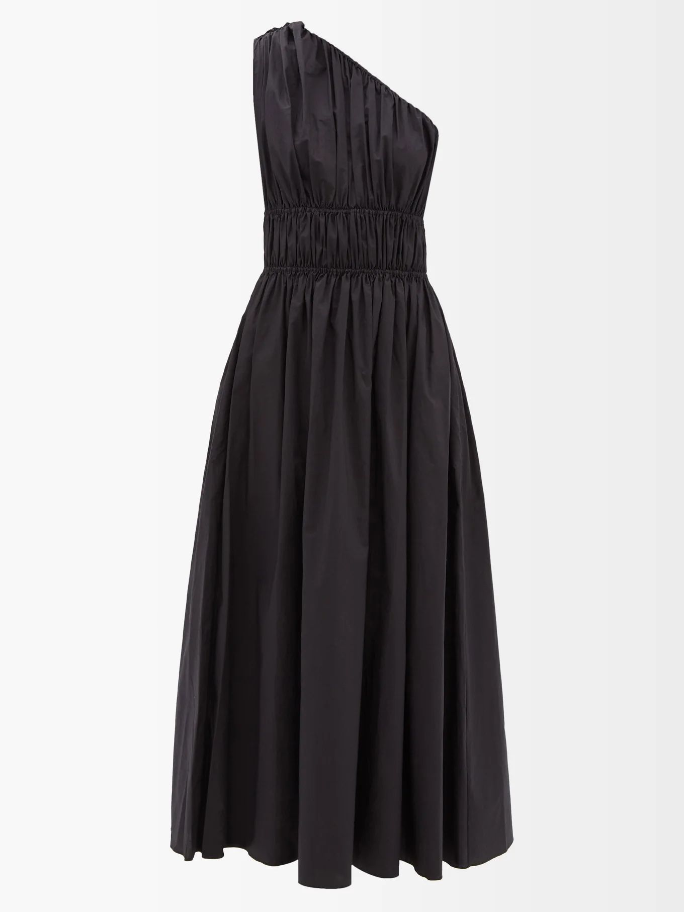 The Shirred one-shoulder cotton-poplin dress | Matches (UK)