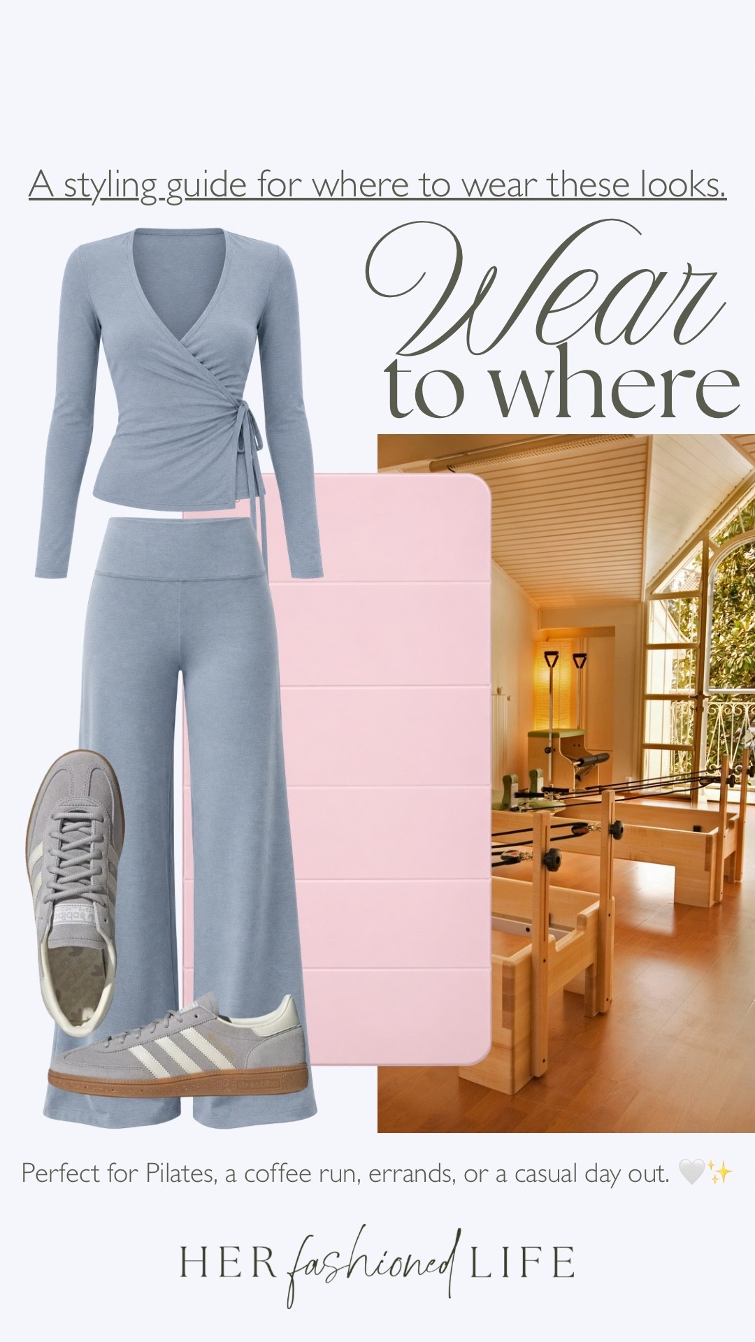 A few easy pieces for Pilates, errands, or a casual day out.
-Long Sleeve Halo Wrap Top. DISCOUNT CODE FASHIONEDLIFEXSPANX 
-Halo Easy Wideleg Pant
-Handball Spezial Shoes TTS 
-Stakt The Original Foldable Yoga mat discount code Tammy10  - Non-Slip

#LTKootd #LTKActive #LTKOver40