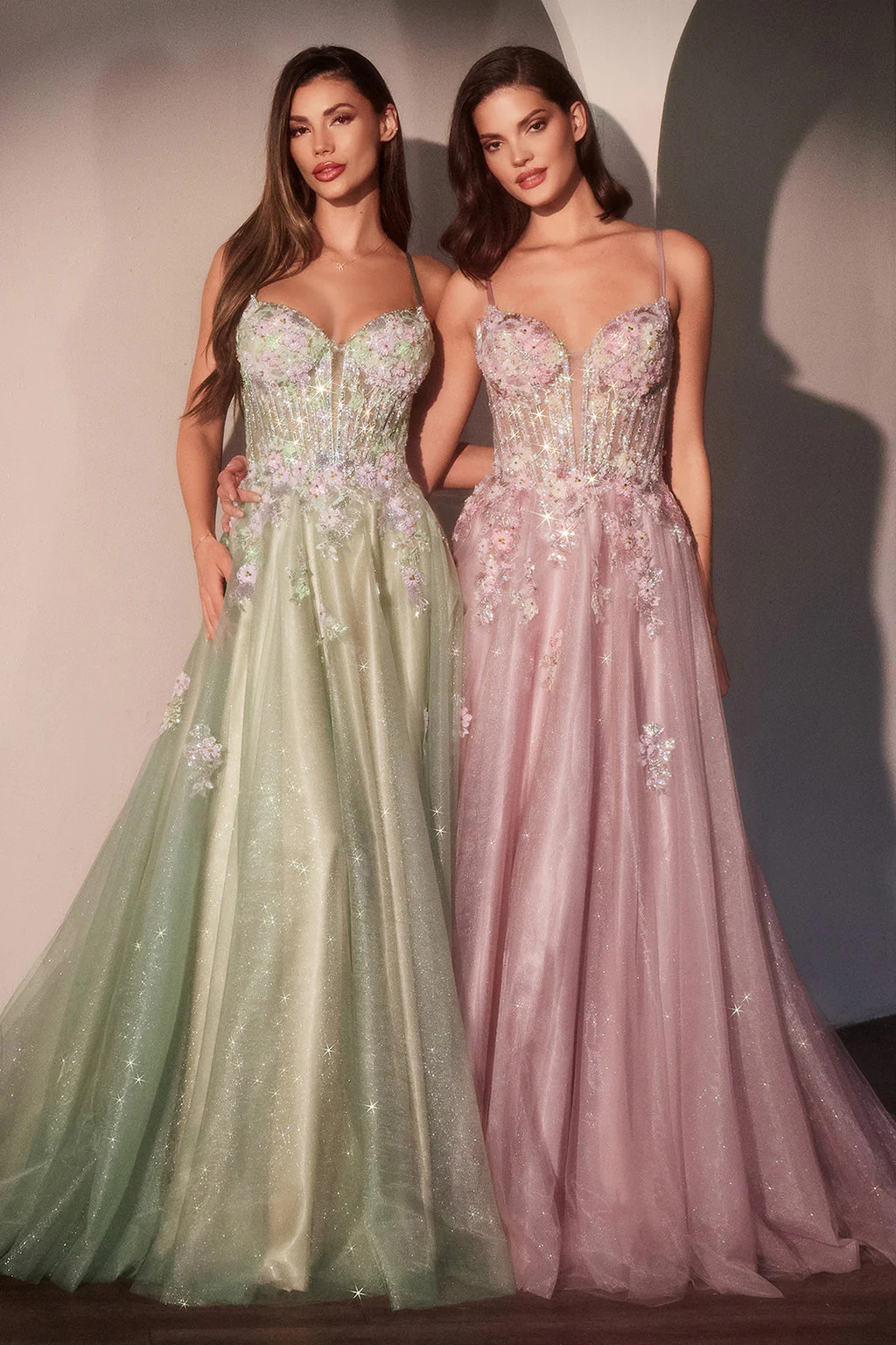 MEADOW GOWN - FLORAL A-LINE GLITTER TULLE DRESS | Lady Black Tie