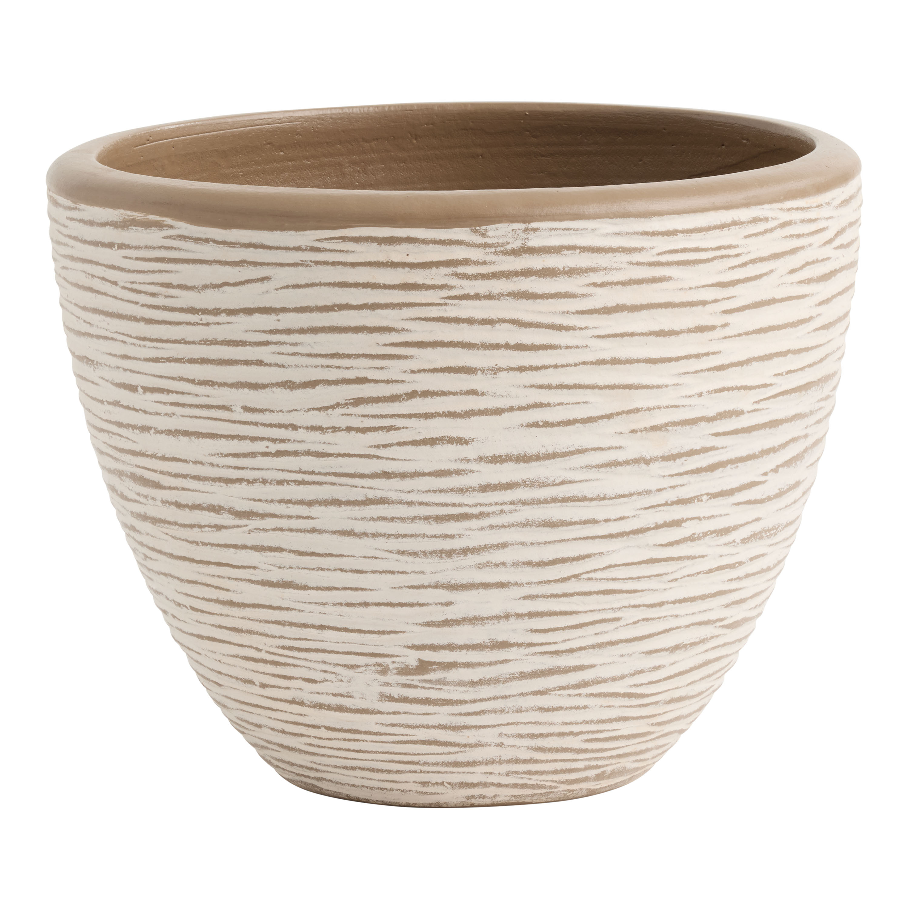 Amari White Terracotta Scratch Outdoor Planter | World Market