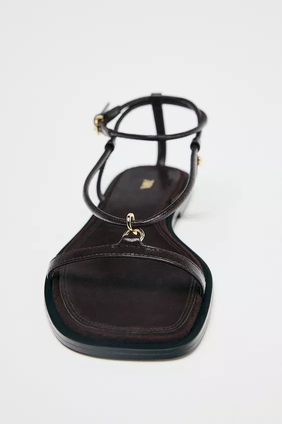 LEATHER THIN STRAP SANDALS | Zara US