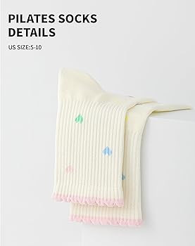 Yawlsow Pilates Grip Socks for Women Yoga Grippy Socks Cute Barre Non Skid Athletic Crew Sticky S... | Amazon (US)