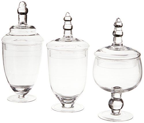 Home Essentials Terra Collection Assorted Footed Glass Canisters With Lids (Set of 3) | Amazon (US)