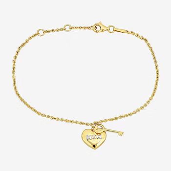 18K Gold Over Silver 7 Inch Solid Heart Keys Chain Bracelet | JCPenney