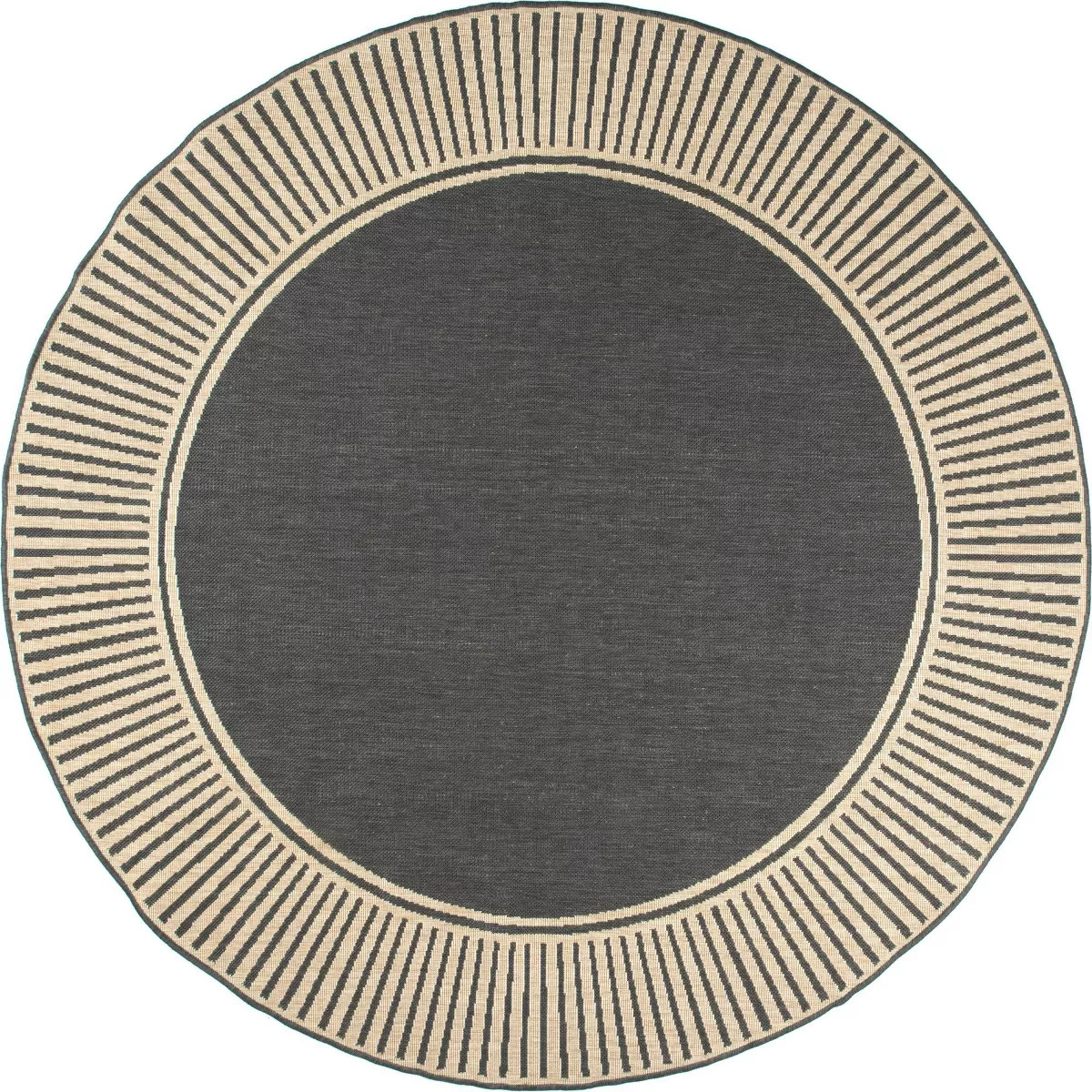 Nuloom Asha Simple Striped Indoor/Outdoor Area Rug, Round 6' 7", Dark Grey | Target