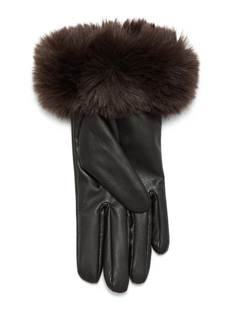 Time and Tru Pu Faux Fur Gloves | Walmart (US)