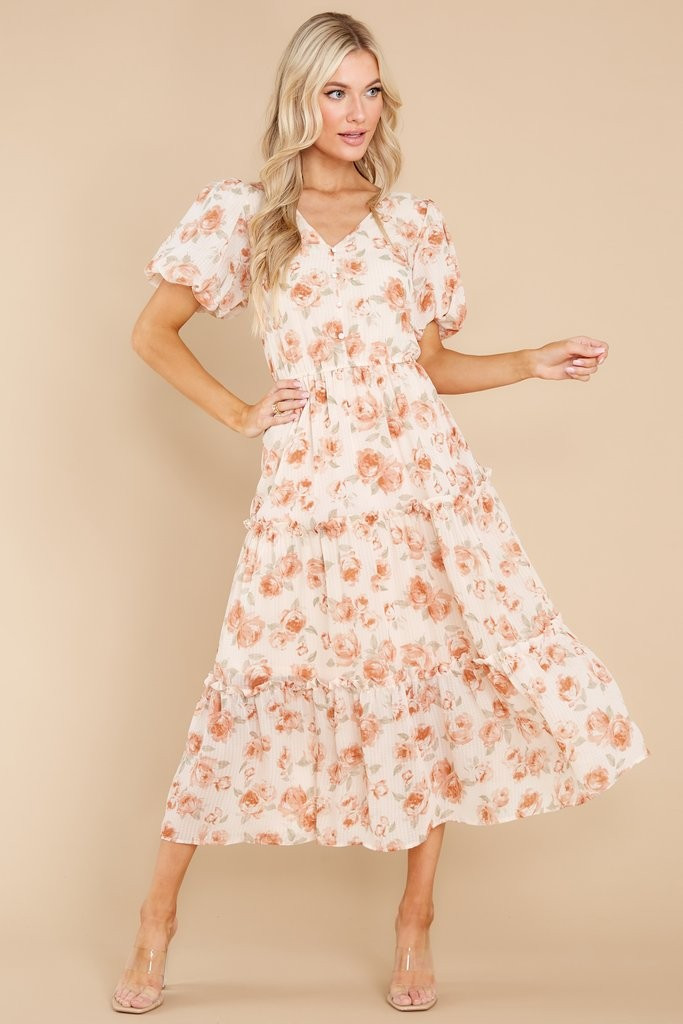Dreaming Of Wildflowers Blush Floral Print Maxi Dress | Red Dress 