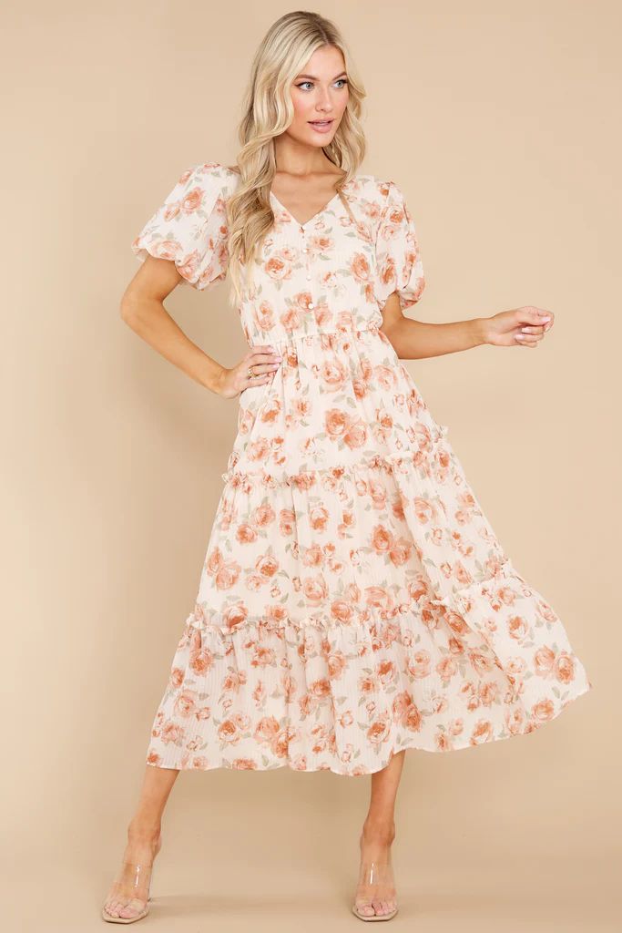 Dreaming Of Wildflowers Blush Floral Print Maxi Dress | Red Dress 