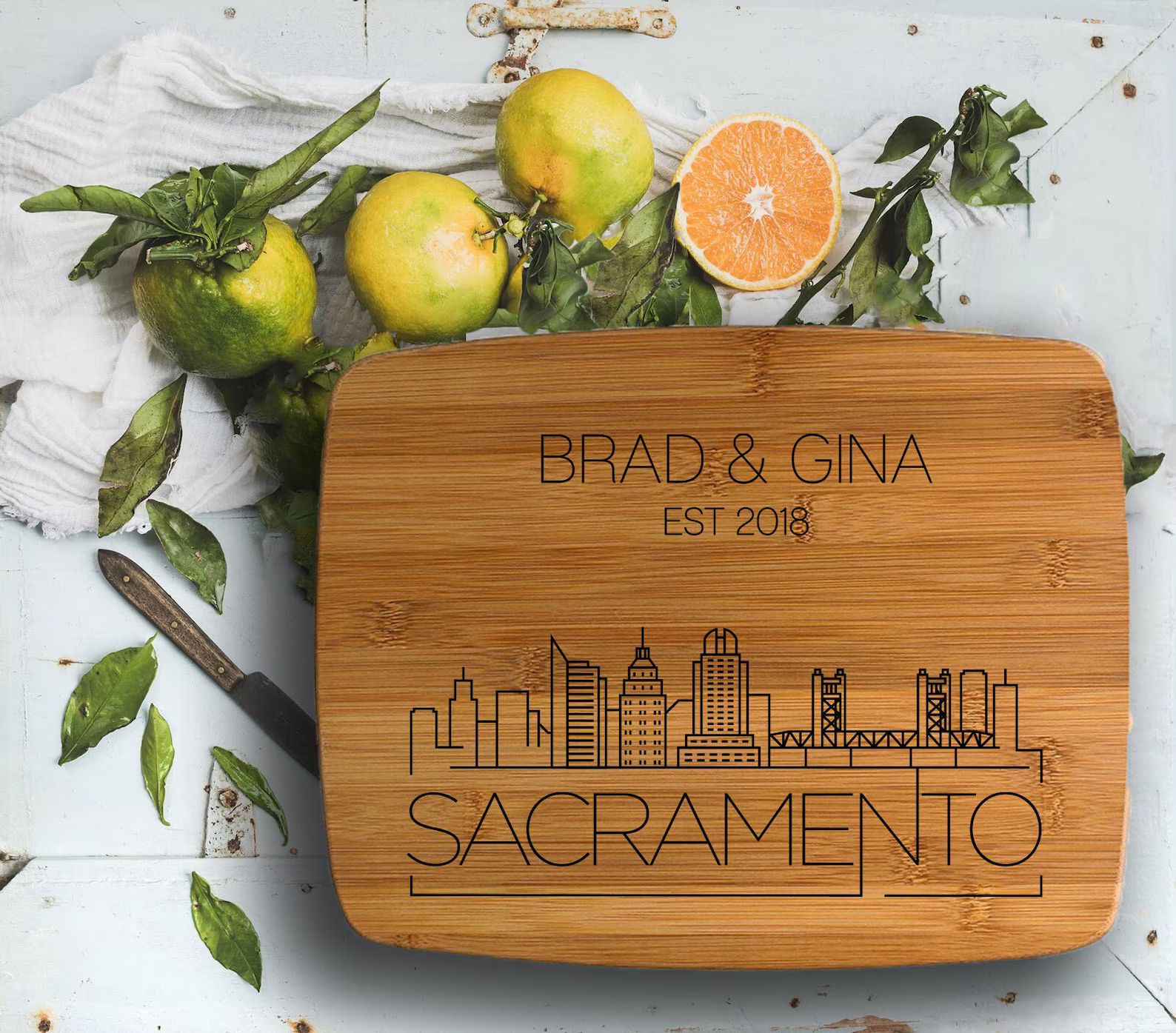 Scaramento California Skyline Engraved Cutting Board Custom | Etsy | Etsy (US)