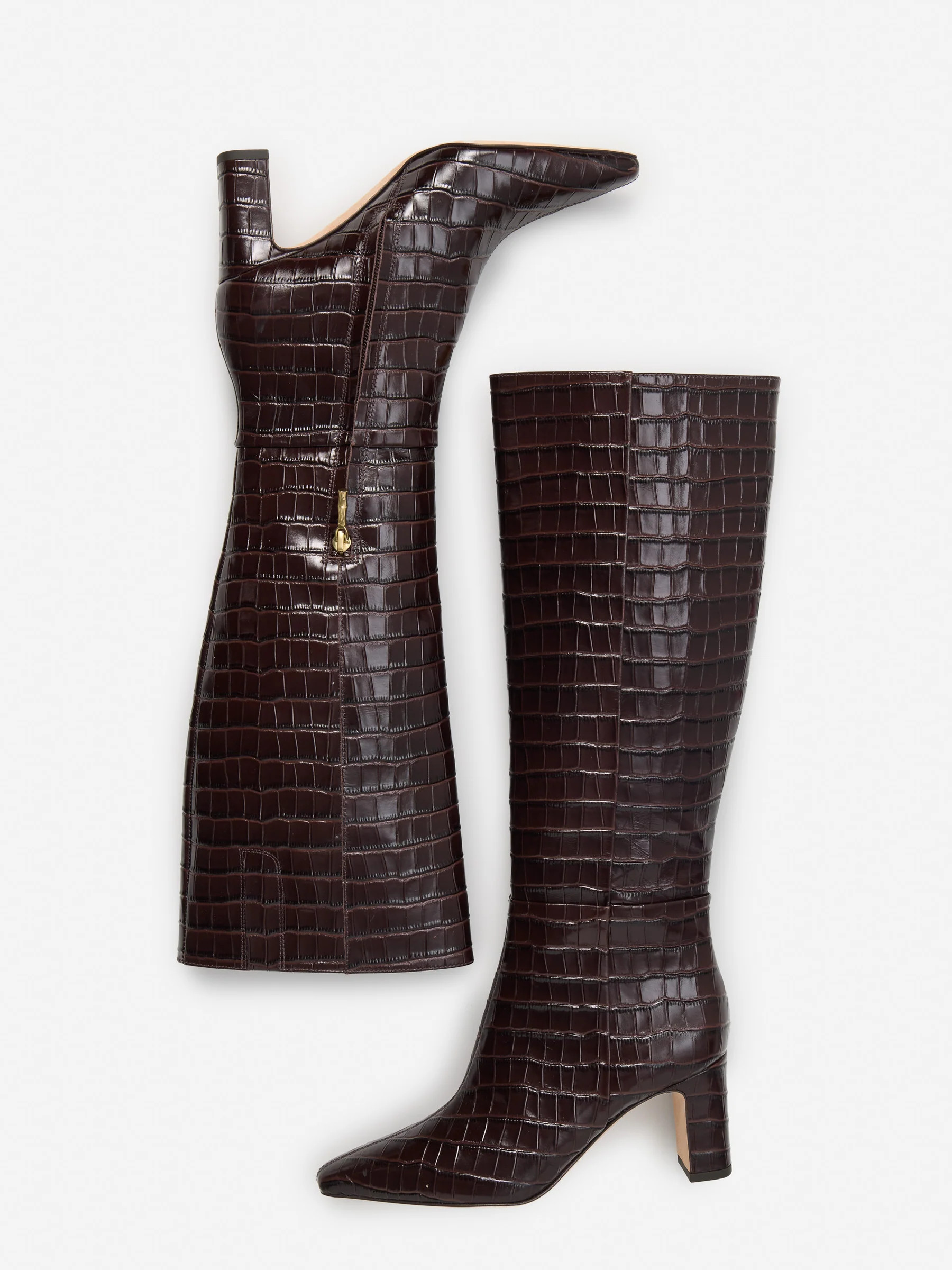 Dk_Brown Crocodile Eden Leather Boots | Women's Shoes | J.McLaughlin | J.McLaughlin