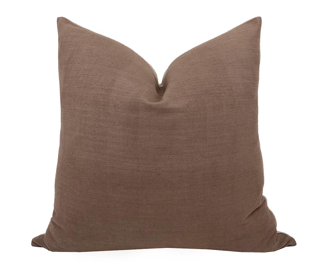 ROWAN | Textured Dark Camel Brown Pillow Cover, Rustic Pillow, Saddle Brown, Neutral Brown Pillow... | Etsy (US)