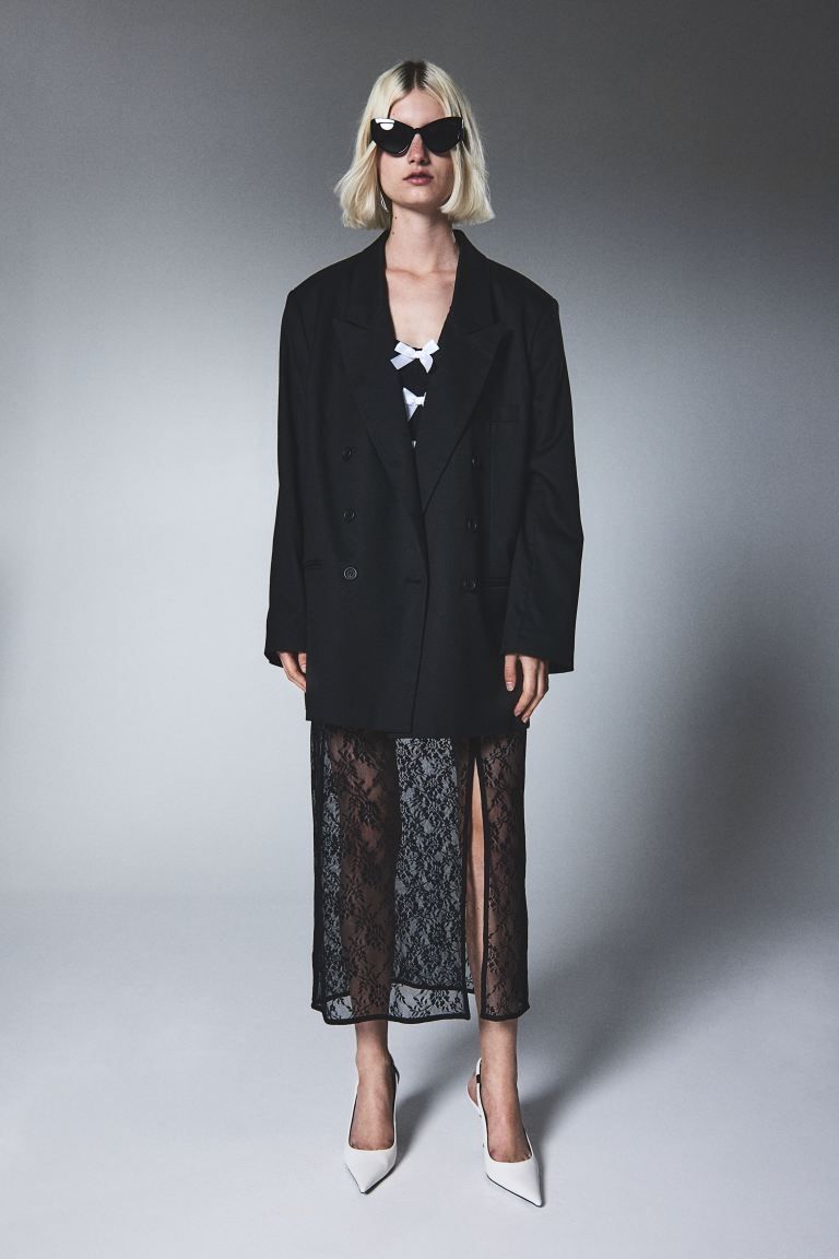 Kanten maxi-jurk met strikdetail - Zwart - DAMES | H&M NL | H&M (DE, AT, CH, NL, FI)