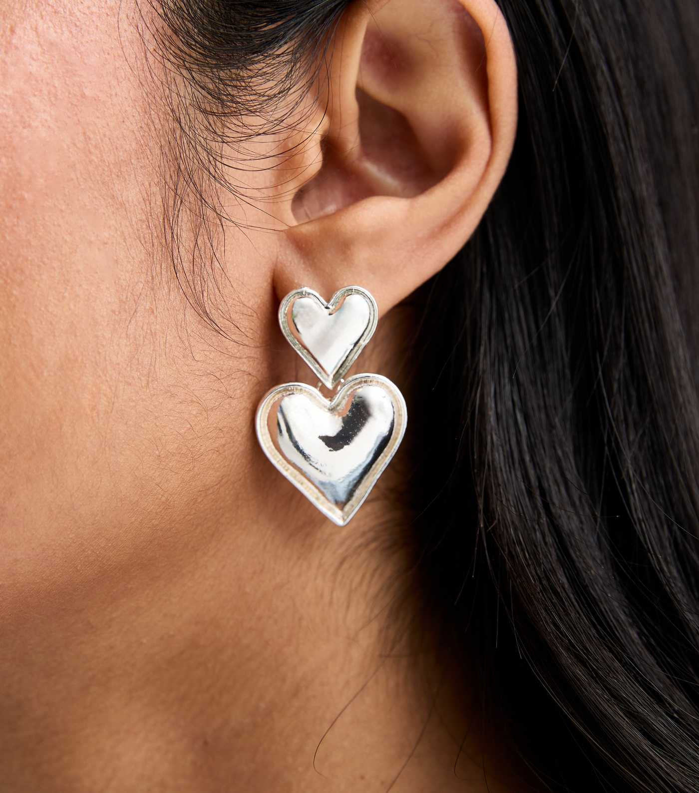 Silver Curved Heart Doorknocker Earrings | New Look | New Look (UK)