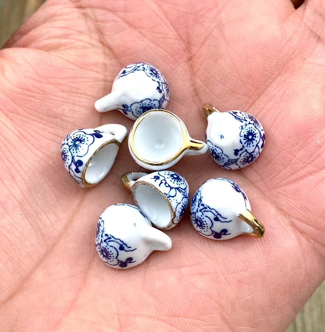 1 Tea Cup Ceramic Charm Porcelain Multicolor Enamel Miniature Doll House Coffee Mugs Spacers DIY ... | Etsy (US)