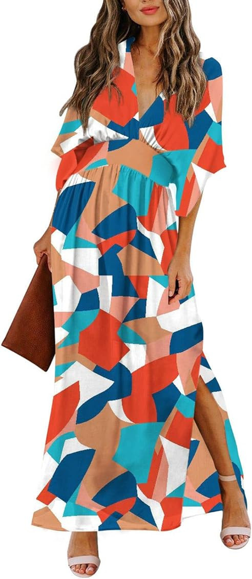 Meenew Women's Summer Maxi Dress Party Vacation High Slit Loose Long Beach Dress | Amazon (US)