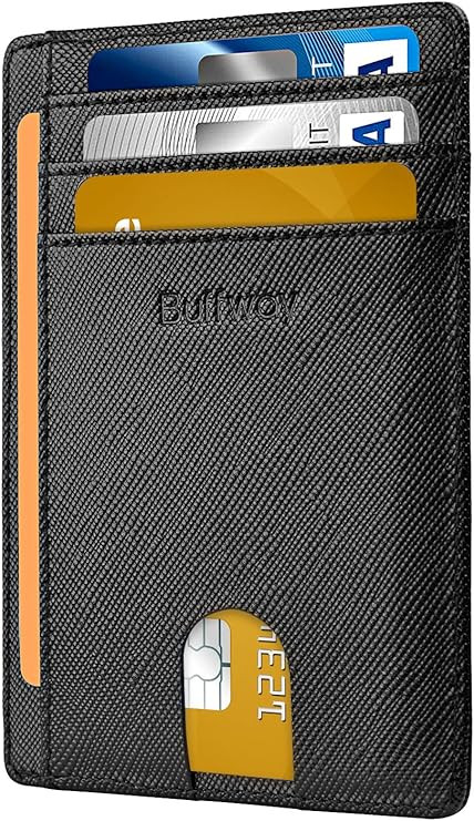 Buffway Slim Minimalist Front Pocket RFID Blocking Leather Wallets for Men Women | Amazon (US)