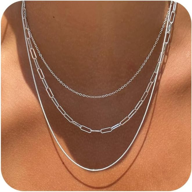 Herringbone Necklace for Women,Dainty Gold Necklace,14k Gold Plated Snake,Gold Chain Choker Neckl... | Amazon (US)