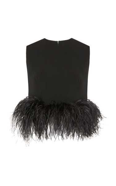 Hoku Feather-Trimmed Crepe Crop Top | Moda Operandi (Global)