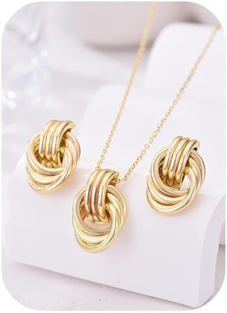 Gold Knot Pendant Necklace for Women Gold Statement Geometric Necklace Dainty Link Choker Necklac... | Amazon (US)