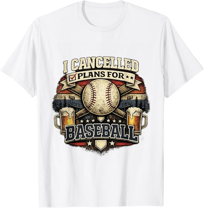 I Cancelled Plans for Baseball Vintage Retro Graphic T-Shirt | Amazon (US)