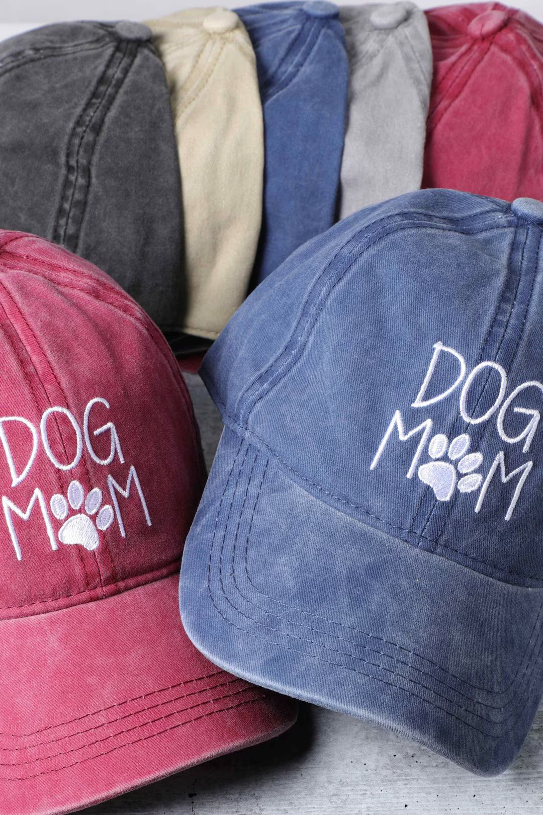 DOG MOM Lettering Embroidered Washed Cotton Baseball Cap Hat | Etsy (US)