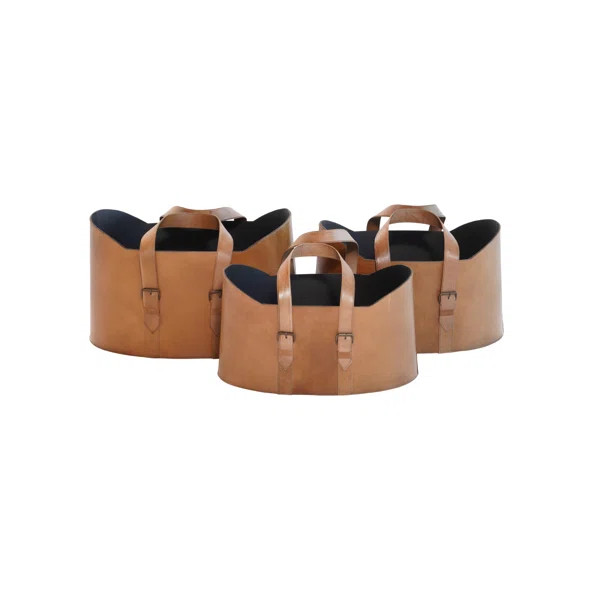 Faux Leather Bucket Set (Set of 3) | Wayfair North America