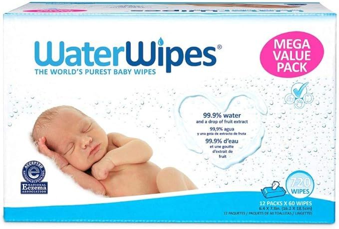 WaterWipes Unscented Baby Wipes, Sensitive and Newborn Skin, 12 Packs (720 Wipes) | Amazon (US)