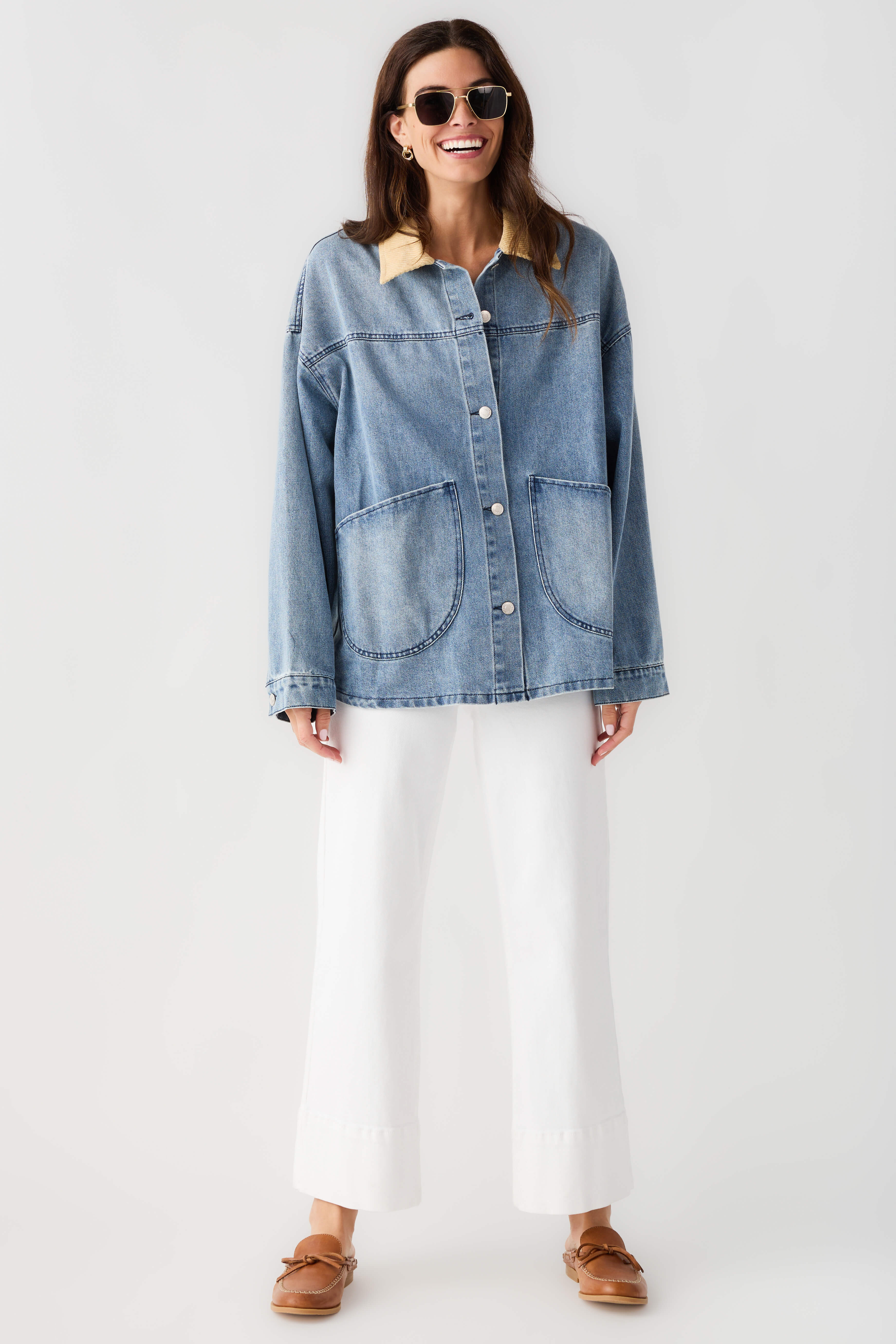 Olivaceous Corduroy Collar Denim Jacket | Social Threads