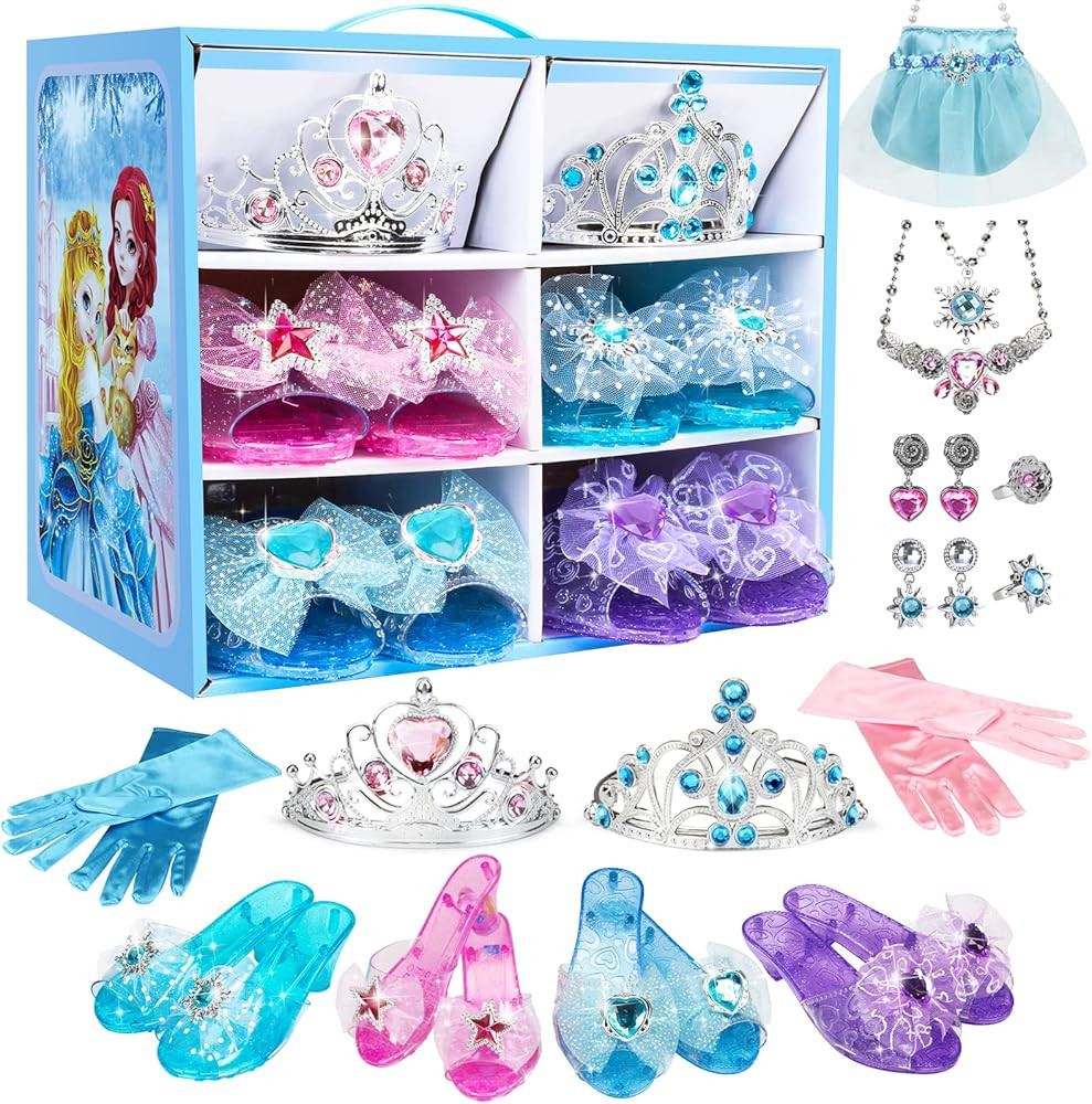 Tomons Princess Toys Dress Up Shoes and Jewelry - 4 Pairs of Heels Shoes and Pretend Play Jewelry... | Amazon (CA)