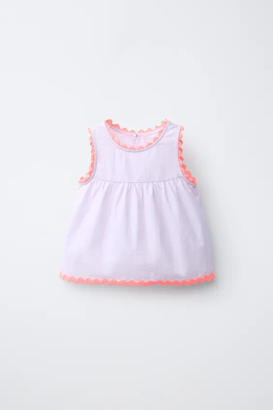 CASA LAWA X ZARA KIDS CONTRAST RUFFLE POPLIN TOP | Zara US