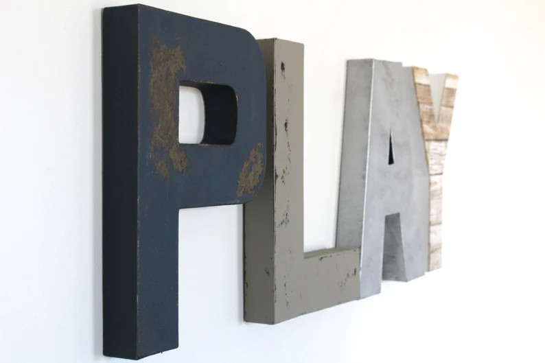 Wall Decor for Kids Room | Play Letters | Boy Room Sign | Playroom for Wall | Alphabet Wall Lette... | Etsy (US)
