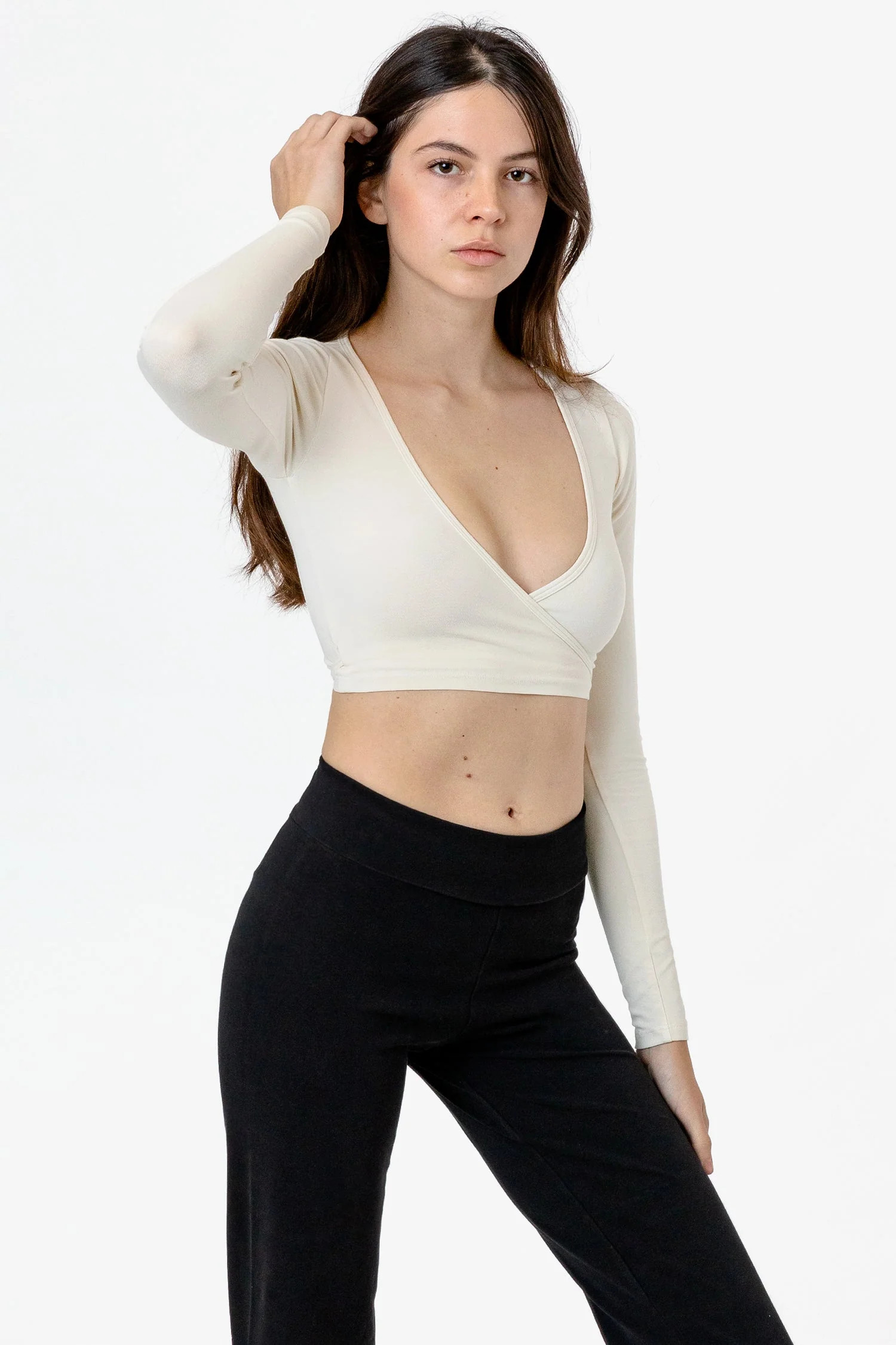 83077GD - Garment Dye Long Sleeve Wrap Top | Los Angeles Apparel
