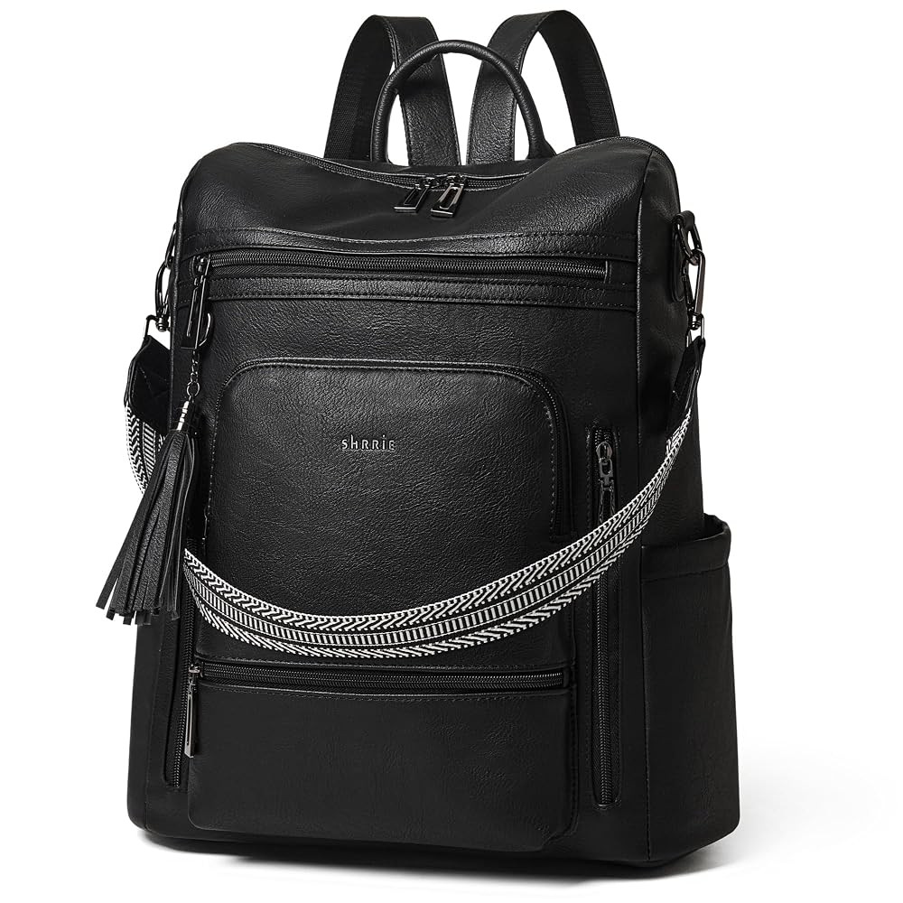 Shrrie Vegan Leather Laptop Backpack for Women 15.6 inch Work Backpack Fashion Travel Backpack Pu... | Amazon (US)