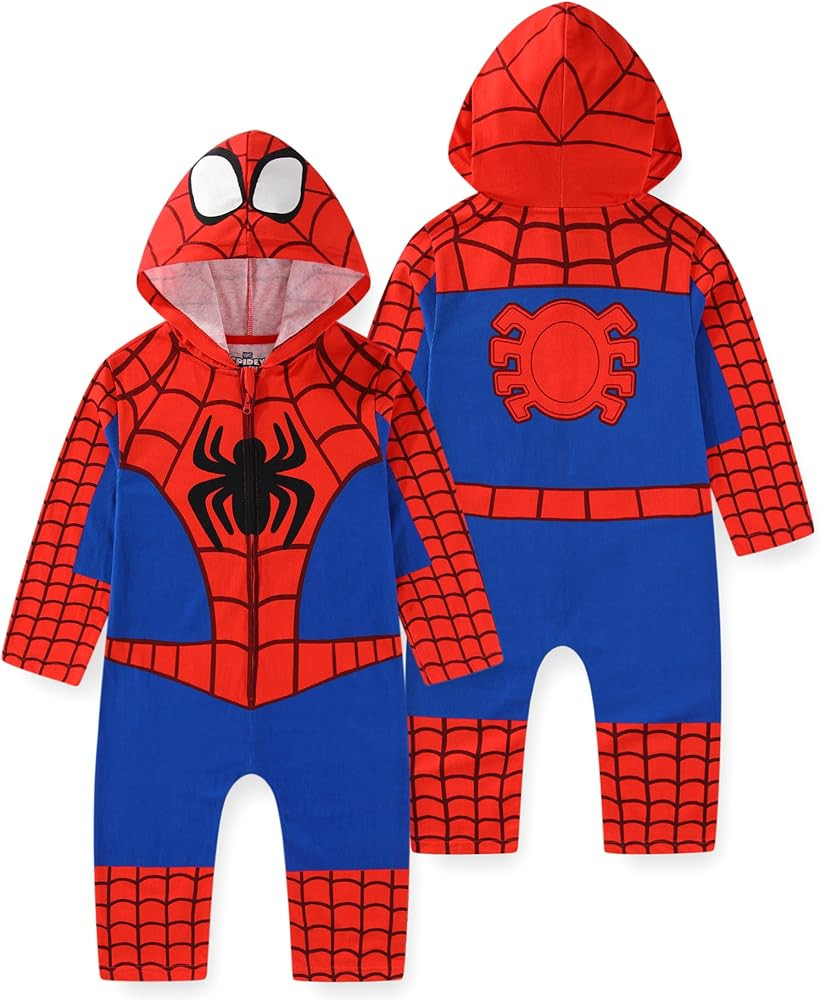 Marvel Spider-Man Boys Cosplay Hooded Coverall for Toddler | Amazon (US)