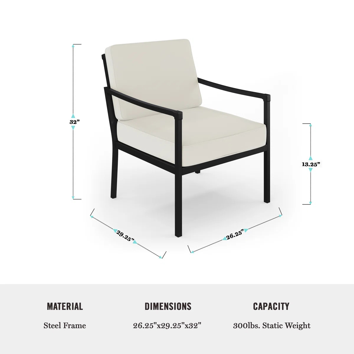 Martha Stewart Lily Pond 4Pc Steel Patio Conversation Set With Loveseat, 2 Accent Chairs, Coffee ... | Wayfair North America