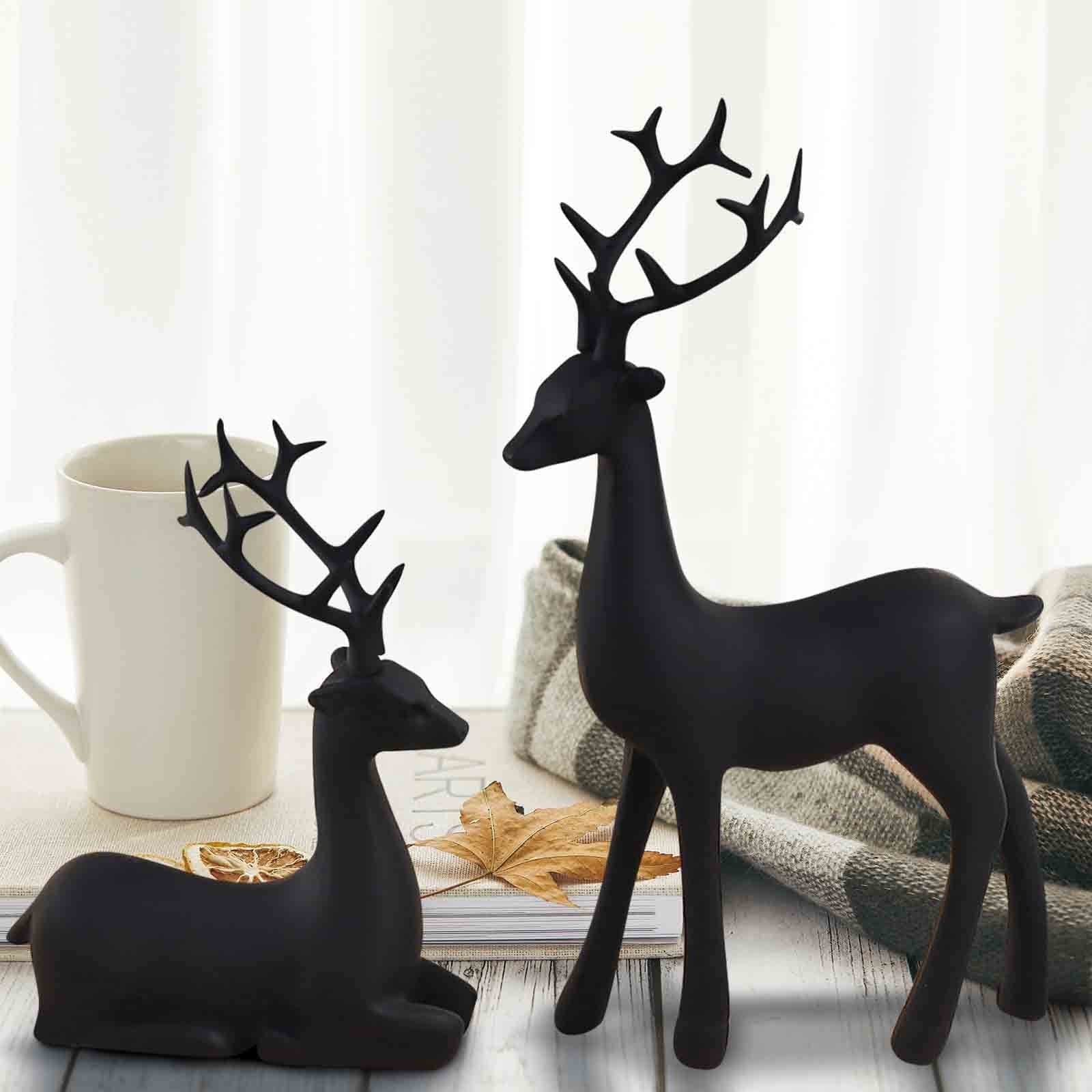 Christmas Decorations Clearance! 2pcs Resin Black Reindeer Decor, Black Reindeer Figurine, Matte ... | Walmart (US)