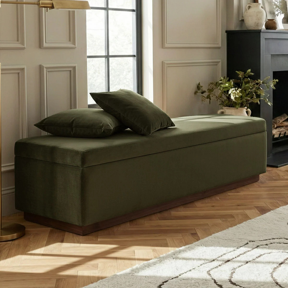 60" Wide Mid-Century Upholstered Flip-Top Velvet Storage Bench With Solid Wood Base | Wayfair North America