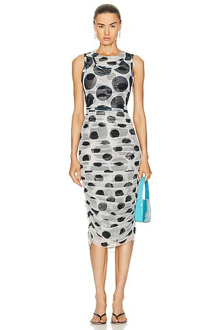 Simon Miller Cielo Dress in Macadamia & Black Dot Print | FWRD | FWRD 